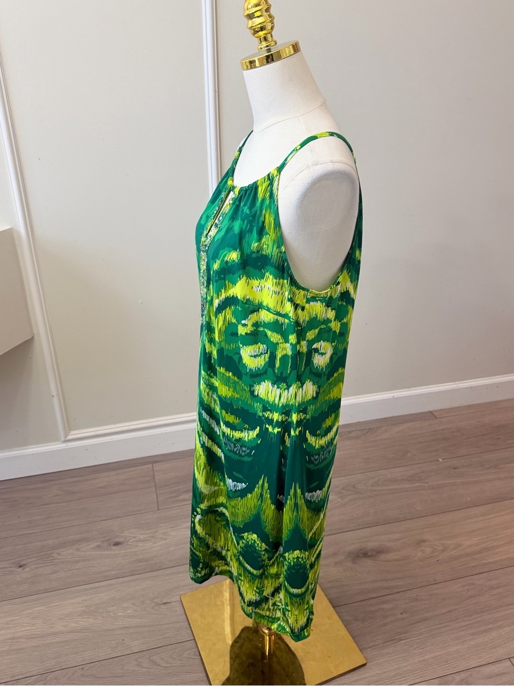 INC International Concepts Green and Yellow Tie-Dye Midi Dress - Picture 5 of 7